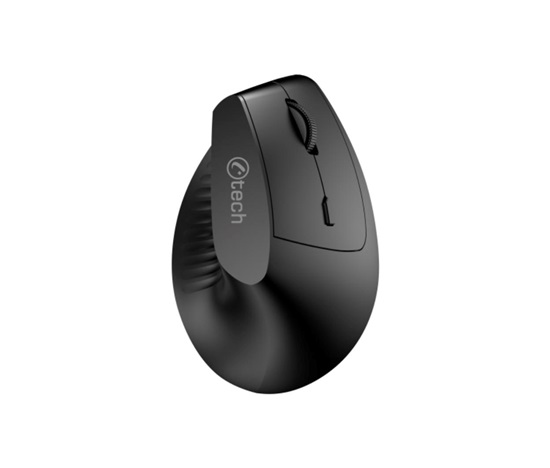 C-TECH Myš VEM-15, vertikální, Dual mode, bezdrátová, BT5.0 + 2,4GHz, 1600DPI, baterie 400 mAh, černá