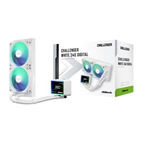 ASROCK Vodní chladič Challenger White 240 Digital, 2x120mm, ARGB, LGA1851, AM5, bílá