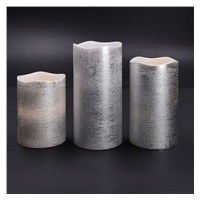 Solight sada LED svíček, 3x svíčka, 10/13/16cm, stříbrná barva, 3x AAA