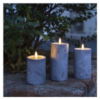 Solight sada LED svíček s časovačem, 3x svíčka, 10/13/15cm, šedá, 2xAA
