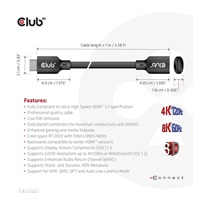 BAZAR - Club3D prodlužovací Ultra rychlý HDMI kabel, 4K120Hz, 8K60Hz, 48Gbps, M/F, 1m, 30 AWG - Poškozený obal (Komplet)