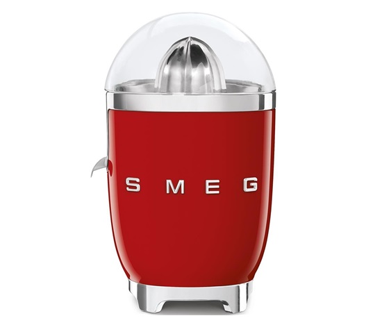 Smeg CJF11RDEU citrusový odšťavňovač, 70 W, manuální tlak, univerzální kužel z nerezové oceli, červený