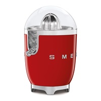 Smeg CJF11RDEU citrusový odšťavňovač, 70 W, manuální tlak, univerzální kužel z nerezové oceli, červený