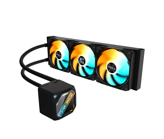 BAZAR - GIGABYTE Vodní chladič GAMING 360, 3x120mm, ARGB, LGA1851, AM5, černá - Poškozený obal (Komplet)