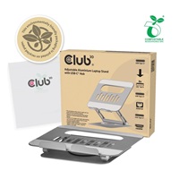 Club3D Nastavitelný hliníkový stojan pro notebook s USB-C hubem na 2xUSB, 1xHDMI, 2xUSB-C, 1xRJ45, 360°, 100W, 4K60Hz