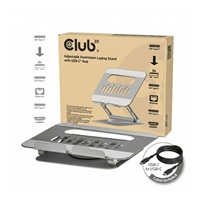Club3D Nastavitelný hliníkový stojan pro notebook s USB-C hubem na 2xUSB, 1xHDMI, 2xUSB-C, 1xRJ45, 360°, 100W, 4K60Hz