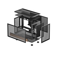 DEEPCOOL Case CH260 WOOD, mATX, Průhledná bočnice, černo-dřevěná