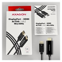BAZAR - AXAGON RVD-HI14C2, DisplayPort -> HDMI 1.4 redukce / kabel 1.8m, 4K/30Hz - Poškozený obal (Komplet)