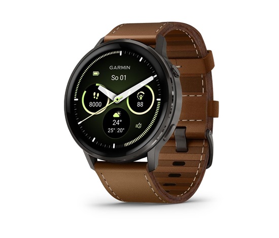 Garmin Venu 4 (45 mm) Slate / Černý silikonový řemínek a Hnědý kožený řemínek, EU