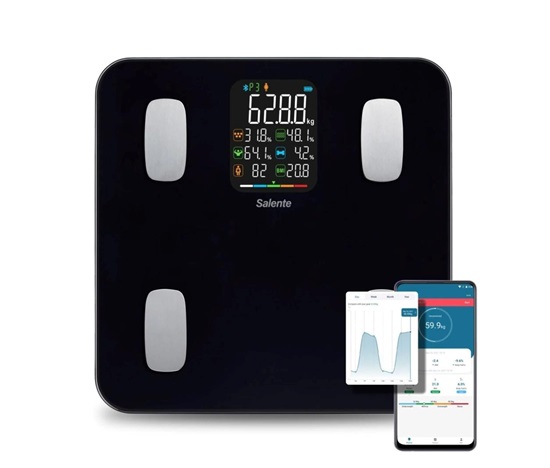 Salente MaxFit, chytrá osobní diagnostická fitness váha, Bluetooth, černá