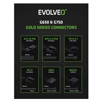 EVOLVEO G650 zdroj 650W, 80+ GOLD, ATX 3.1, aPFC, 140 mm ventilátor, záruka 3 roky, bílý
