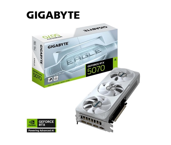 BAZAR - GIGABYTE VGA NVIDIA GeForce RTX 5070 EAGLE OC ICE 12G, 12G GDDR7, 3xDP, 1xHDMI - Poškozený obal (Komplet)