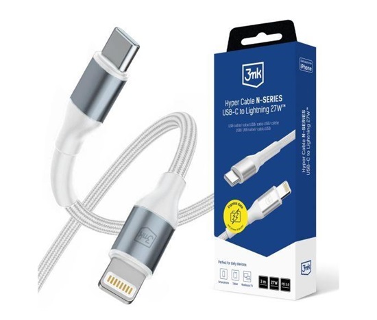 3mk Hyper Cable N-SERIES C to Lightning 3m PD 3.0 9V/3A 27W White
