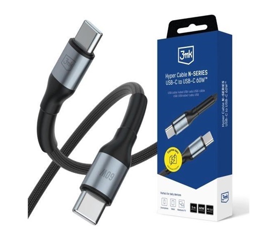 3mk Hyper Cable N-SERIES C to C 3m PD 3.0 QC 3.0 20V/3A 60W Black