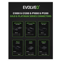 EVOLVEO P1200 zdroj 1200W, 80+ PLATINUM, ATX 3.1, aPFC, 140 mm ventilátor, 3 roky záruka, černý
