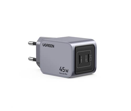 UGREEN síťová rychlonabíječka Nexode Pro 45W 2-Port USB-C, GaN, stříbrná