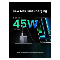 UGREEN síťová rychlonabíječka Nexode Pro 45W 2-Port USB-C, GaN, stříbrná