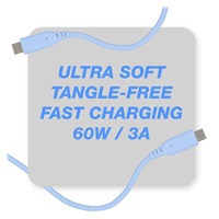 PREMIUMCORD Kabel USB-C na USB-C, 60W, 480Mbps, silikonový, modrý, 1,5m