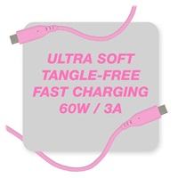 PREMIUMCORD Kabel USB-C na USB-C, 60W, 480Mbps, silikonový, růžový, 1,5m