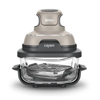 Ninja FN101EUST Crispi, přenosná horkovzdušná fritéza, 4v1, šedá, příkon 1700 W, skleněné nádoby 1,4 l a 3,8 l, bez PFAS