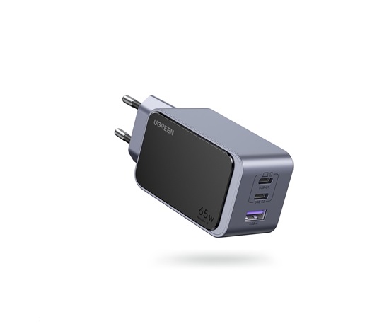 UGREEN síťová rychlonabíječka Nexode S 65W 3-Port, 2x USB-C,1x USB-A, GaN, stříbrná