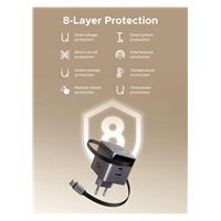 UGREEN síťová rychlonabíječka se zatahovacím kabelem 45W 3-Port, 2x USB-C, 1x USB-A, GaN, stříbrná