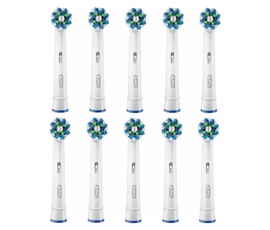 Oral-B Cross Action, náhradní hlavice 10 ks, bílé, oscilačně-rotační technologie, efektivní odstranění plaku