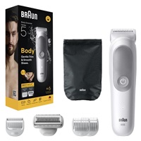 Braun BG5550 tělový zastřihovač, SkinGuard pro citlivou pokožku, 100 min provozu, 100% vodotěsný, nástavce