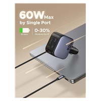 UGREEN rychlonabíječka do auta se zatahovacím kabelem 90W 3-Port, 2x USB-C,1x USB-A, GaN, stříbrná