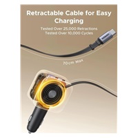 UGREEN rychlonabíječka do auta se zatahovacím kabelem 90W 3-Port, 2x USB-C,1x USB-A, GaN, stříbrná