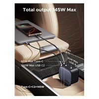 UGREEN rychlonabíječka do auta se zatahovacím kabelem 145W 3-Port, 2x USB-C,1x USB-A, GaN, stříbrná