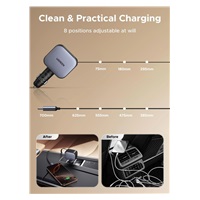 UGREEN rychlonabíječka do auta se zatahovacím kabelem 145W 3-Port, 2x USB-C,1x USB-A, GaN, stříbrná