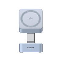 UGREEN magnetická bezdrátová nabíječka 2v1 MagFlow Qi2.2, 25W, MagSafe, stříbrná
