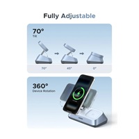 UGREEN magnetická bezdrátová nabíječka 3v1 MagFlow Qi2.2, 25W, MagSafe, stříbrná