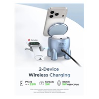 UGREEN magnetická bezdrátová nabíječka 2v1 MagFlow Qi2.2, 25W, MagSafe, raketa, stříbrná