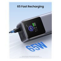 UGREEN powerbanka s rychlým nabíjením 20000mAh 3-port s displejem, Li-ion, 130W, 2x USB-C, 1x USB-A, stříbrná