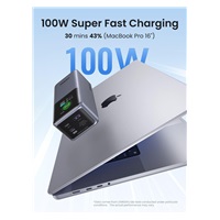 UGREEN powerbanka s rychlým nabíjením 20000mAh 3-port s displejem, Li-ion, 130W, 2x USB-C, 1x USB-A, stříbrná