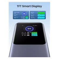 UGREEN powerbanka s rychlým nabíjením 20000mAh 3-port s displejem, Li-ion, 130W, 2x USB-C, 1x USB-A, stříbrná