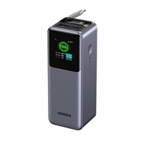 UGREEN powerbanka s rychlým nabíjením 20000mAh 3-port s displejem, Li-ion, 165W, 2x USB-C, 1x USB-A, stříbrná