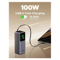 UGREEN powerbanka s rychlým nabíjením 20000mAh 3-port s displejem, Li-ion, 165W, 2x USB-C, 1x USB-A, stříbrná