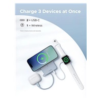 UGREEN magnetická powerbanka MagFlow 10000mAh s diplejem, Li-ion, 30W, MagSafe, 2x USB-C, stříbrná