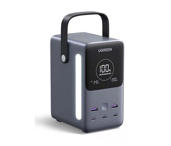 UGREEN powerbanka s rychlým nabíjením 48000mAh 5-port s displejem a LED, Li-ion, 300W, 3x USB-C, 2x USB-A, stříbrná