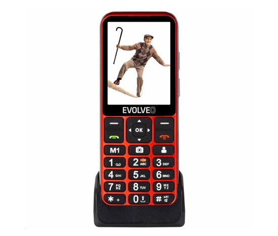BAZAR - EVOLVEO EasyPhone LT, mobilní telefon pro seniory s nabíjecím stojánkem, červená - Po opravě (Komplet)