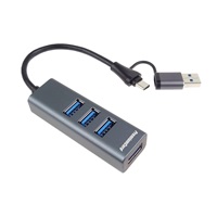 PremiumCord Hub 5G SuperSpeed, USB-C a USB-A na 4x USB-A 3.2 Gen 1