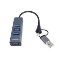 PremiumCord Hub 5G SuperSpeed, USB-C a USB-A na 4x USB-A 3.2 Gen 1