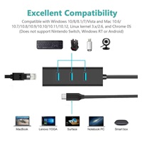 PremiumCord Adaptér USB-C a USB-A na Gigabit 10/100/1000Mbps + 3x USB 3.2 konektor