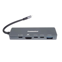 PremiumCord Adaptér USB-C na 4K@60Hz HDMI + 10G USB3.2 A + 10G 2x USB-C + PD