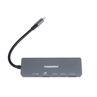 PremiumCord Adaptér USB-C na 4K@60Hz HDMI + 10G USB3.2 A + 10G 2x USB-C + PD