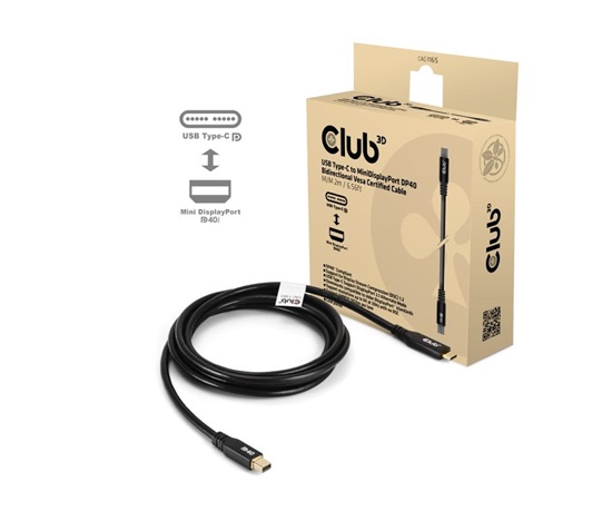 BAZAR - Club3D Kabel USB-C na MiniDisplayPort 2.1, 8K30Hz, DSC1.2, UHBR10, 2m - Poškozený obal (Komplet)