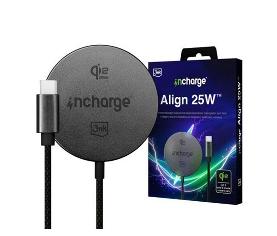 3mk napájecí adaptér InCharge Align Qi2.,2 25W pro Android, černá